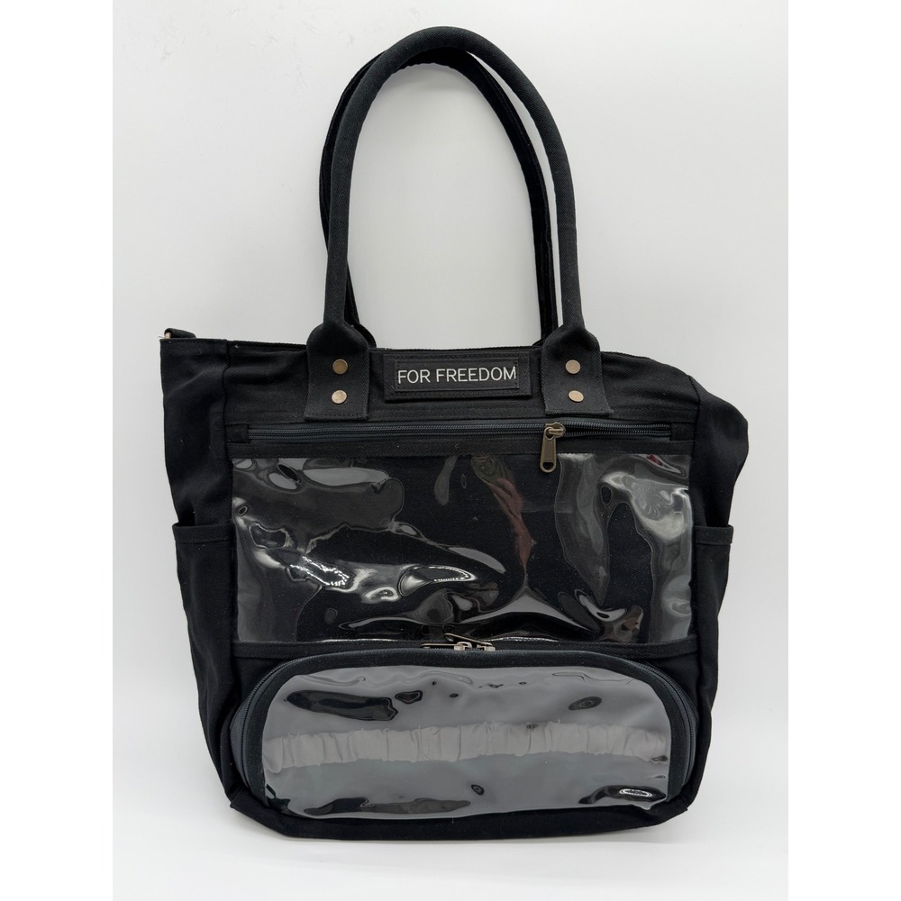 Change by Sak Saum Essential Oil Bag Black Canvas Tote Clear Pocket For Freedom